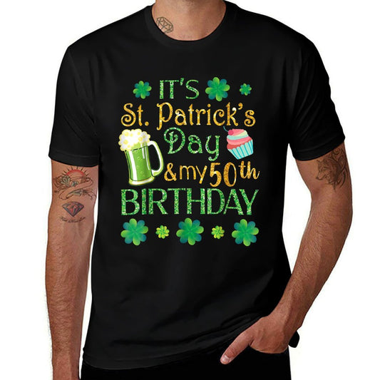 Shamrocks Beer & Cake It's St Patrick Day & My 50th Birthday  Classic T-Shirt