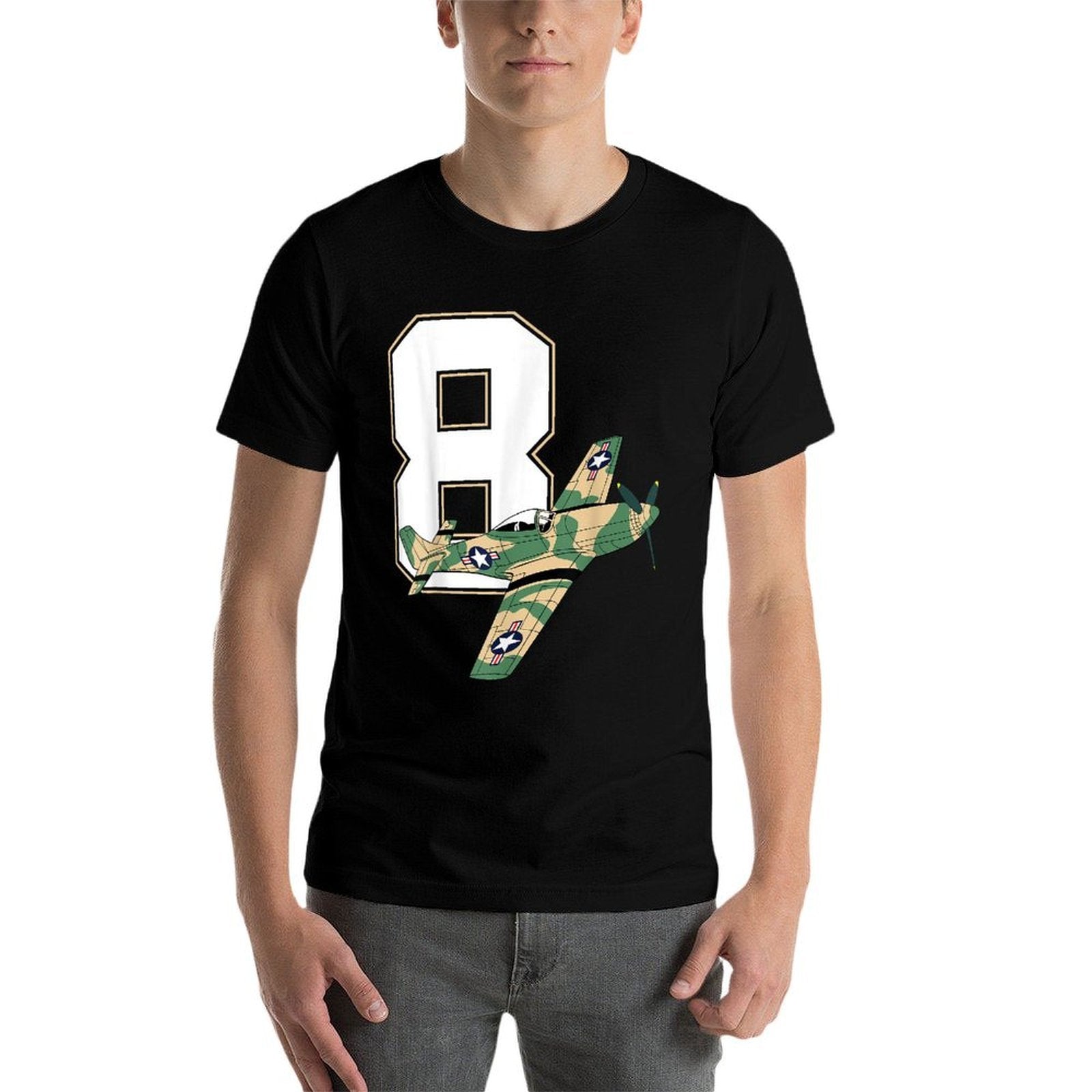 8th Birthday Military Plane Aircraft Fighter 8 Year Old Boys Comfortable T-Shirt