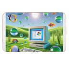 Frutiger Aero Art With Old Computer - Windows  Anti-Trip Bath Mat