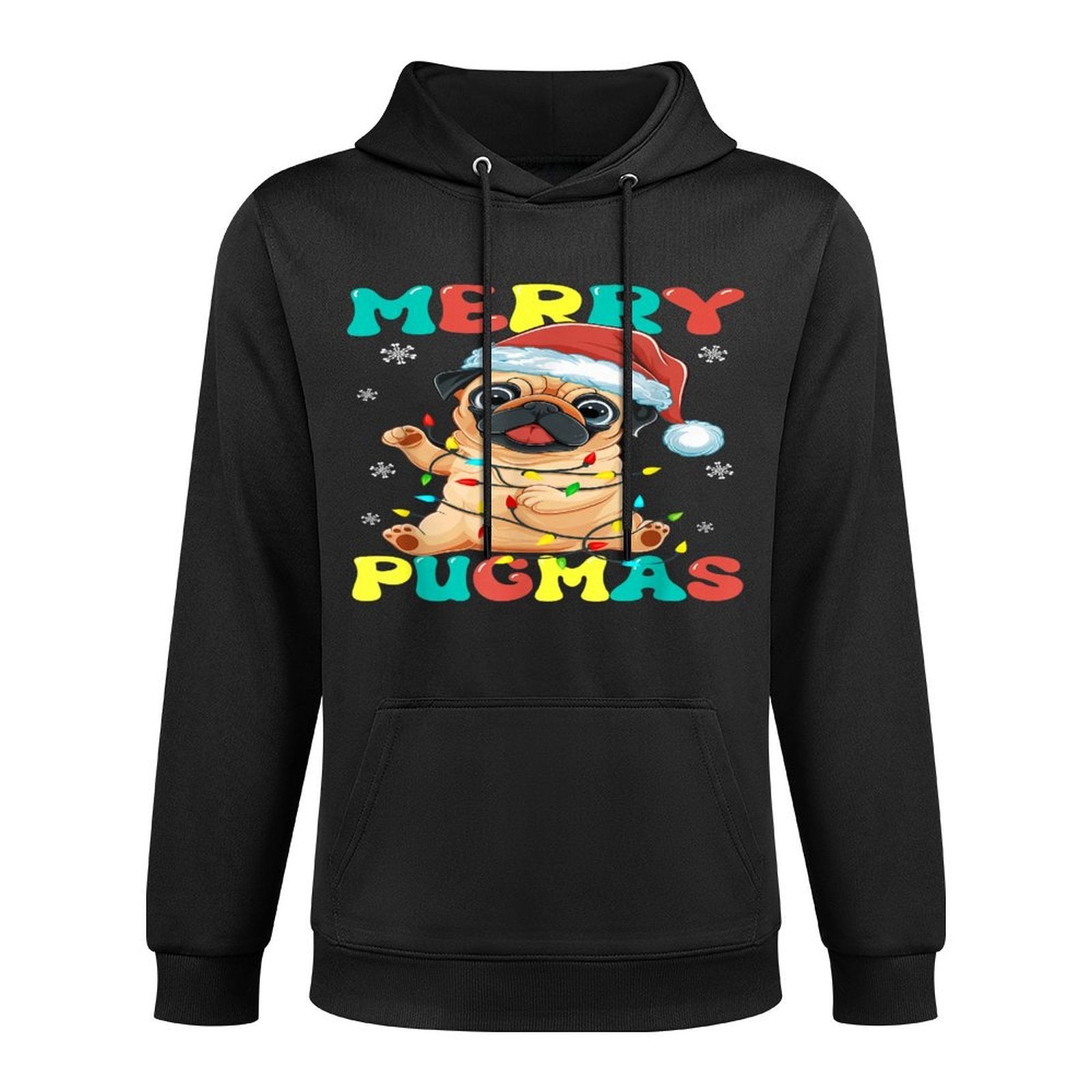 Merry Pugmas Pug Christmas Santa Pug Xmas Lights Dog Lover Casual Wear Hoodie