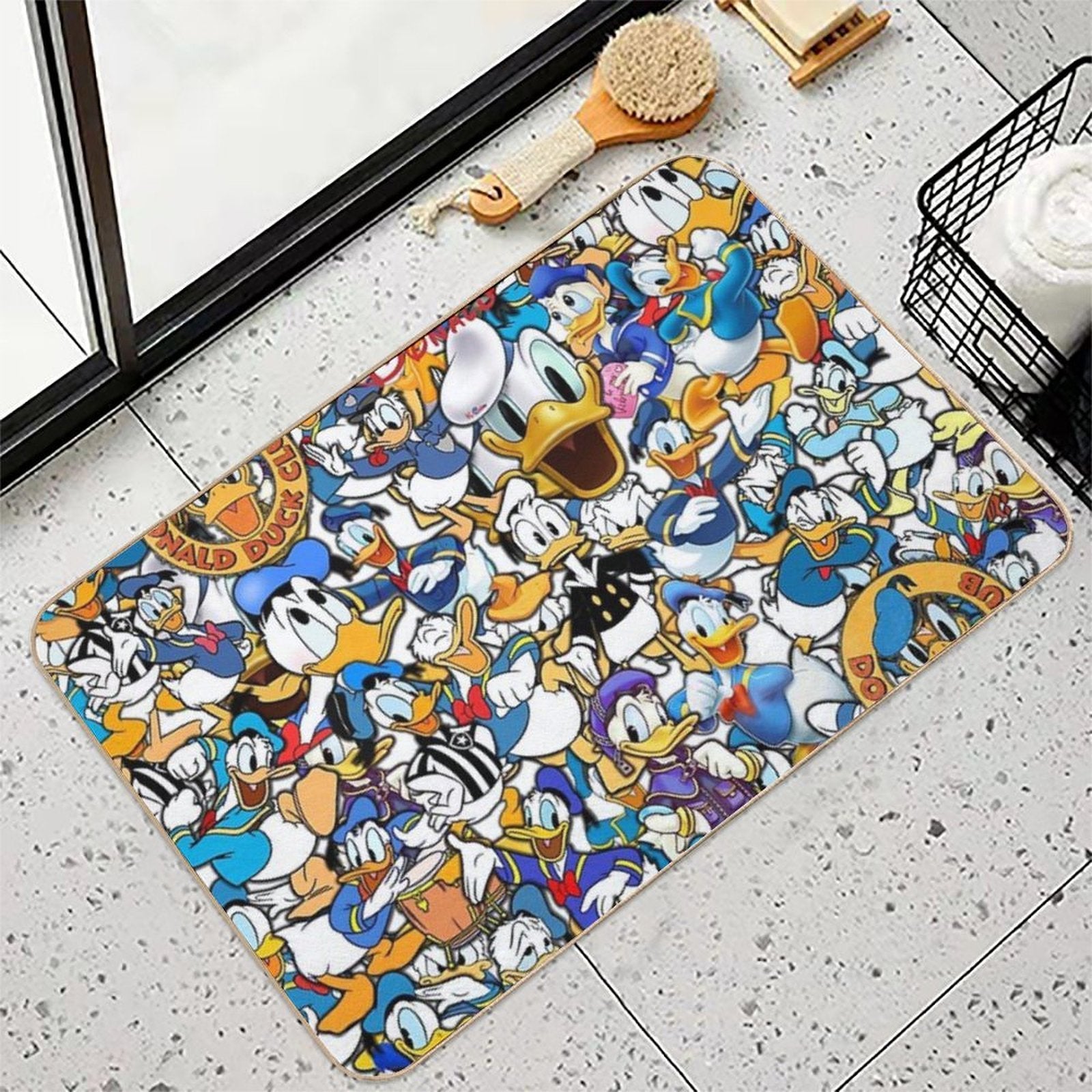 Donald Duck Kids Classic Funny Cartoon Ultimate Super Fine HD Collage  Dirt-Trapping Bath Mat
