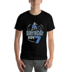 7th Birthday Boy Dirt Bike Motocross 7 Years Old Bday  Heathered Texture T-Shirt
