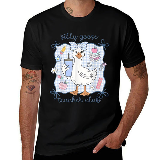 Silly Goose Teacher Club Funny Back to School First Day  Heathered Texture T-Shirt