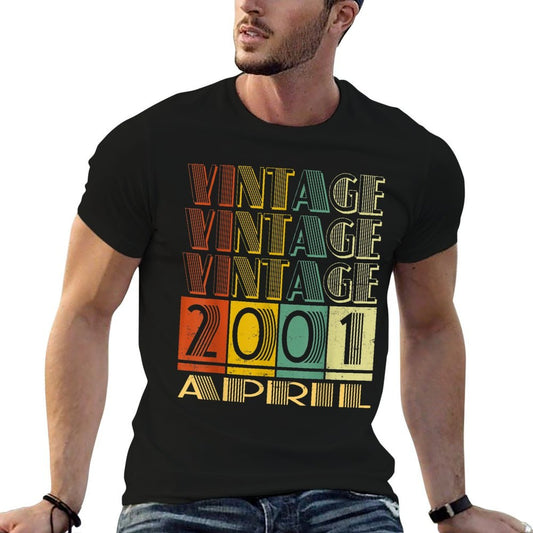21 Year Old Gifts Vintage April 2001 21st Birthday For Men  Fade-proof Color T-Shirt