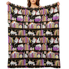 Library Cats - Dreamy Violet Sustainable Throw Blanket