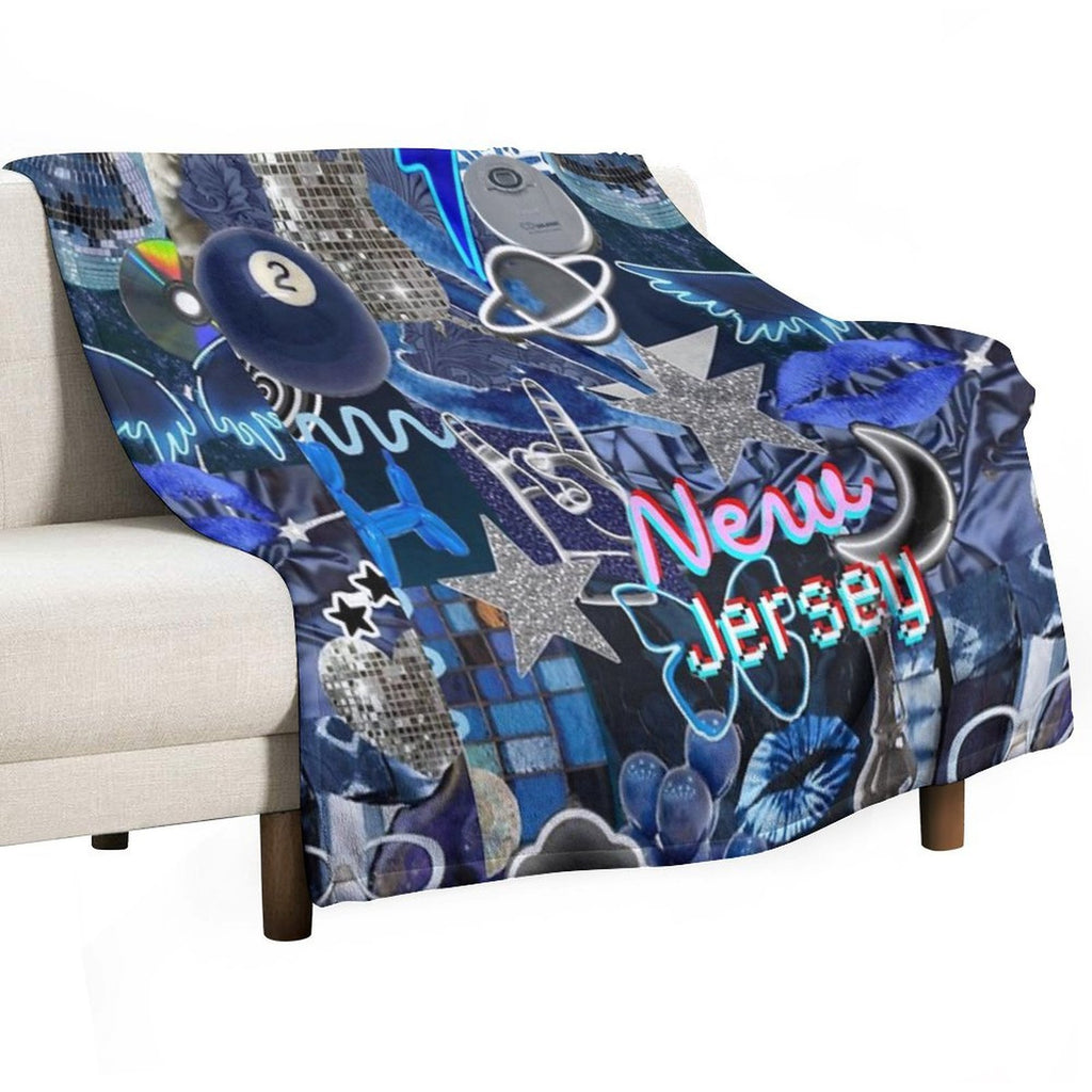 New Jersey COLLAGE Machine-washable Throw Blanket