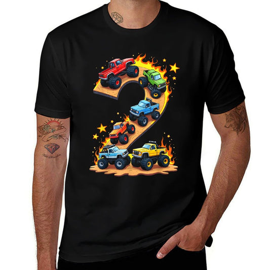 2 Year Old Monster Truck Boy Toddler 2nd Birthday Party  Lightweight T-Shirt