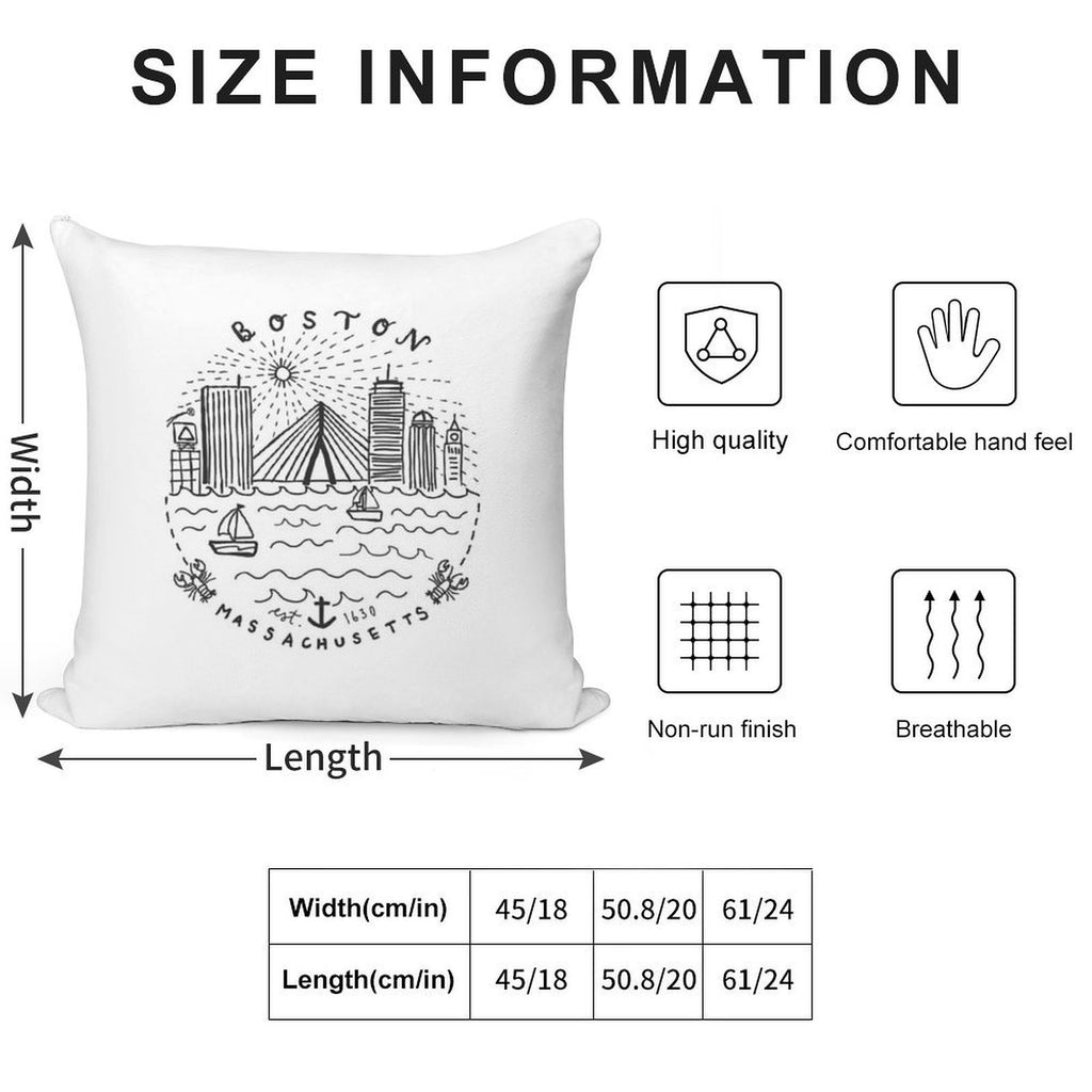 Boston Mass Skyline Collage Soft Ultra-Soft Texture Throw Pillow