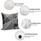 Gray Modern Geometric Pattern Soft Reinforced Edging Throw Pillow