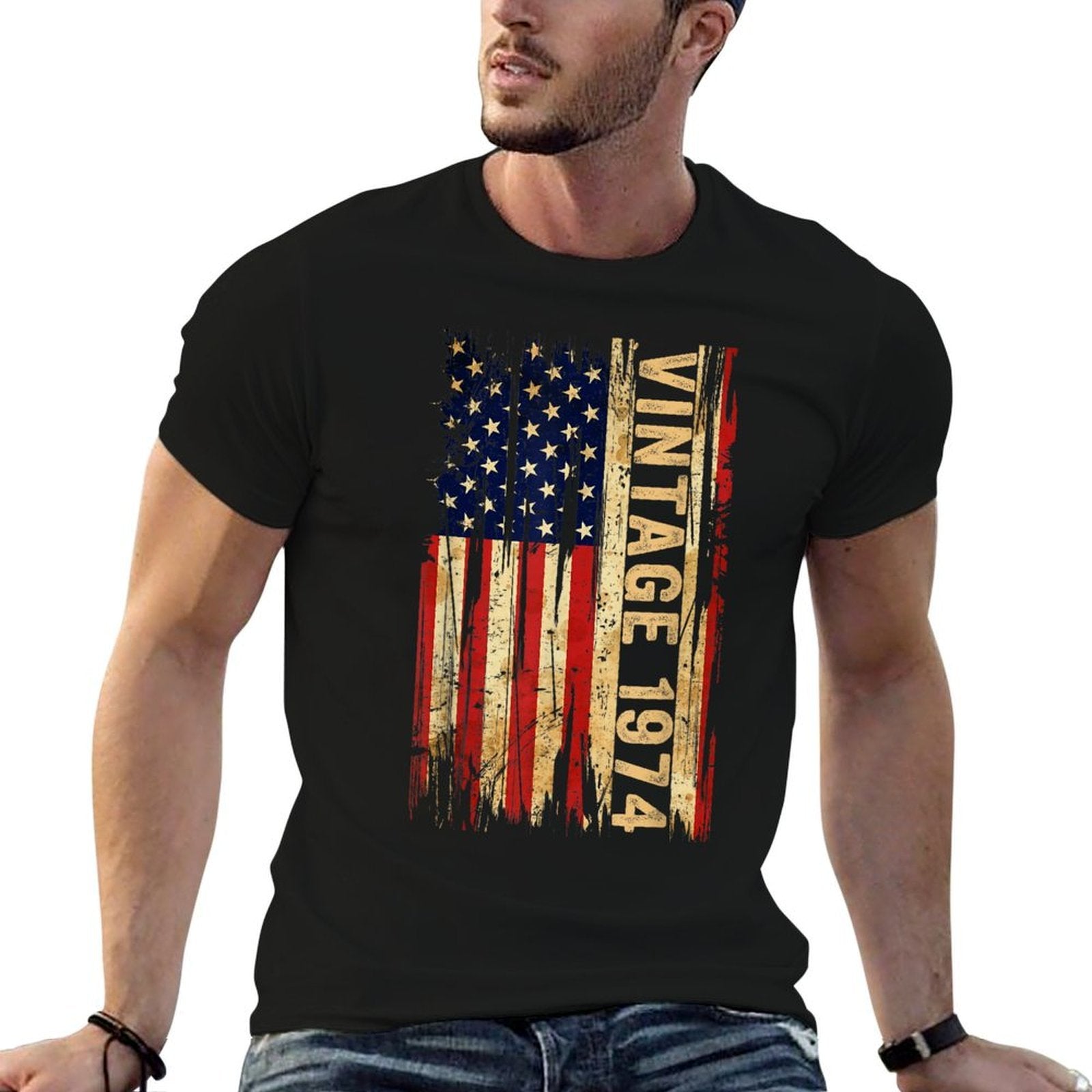 50 Years Old Vintage 1974 American 50th Birthday Men  Cotton T-Shirt