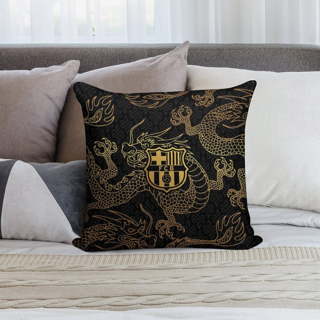 Barca Gold And Black Dragons Soft Reinforced Edging Throw Pillow