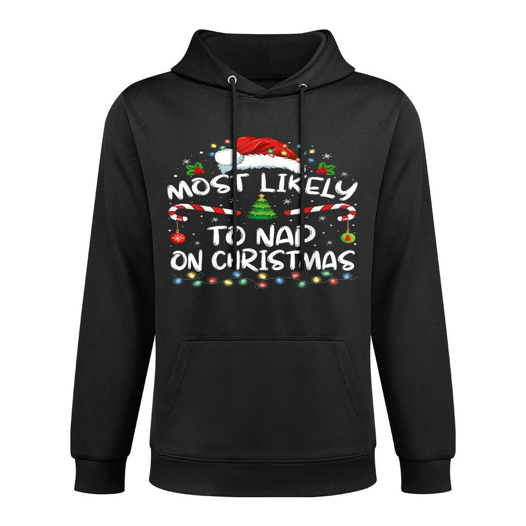 Most Likely To Nap On Christmas Family Christmas Pajamas Easy Care Hoodie