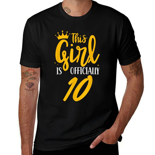 This Girl Is Officially 10 Years Birthday Old Age Her Ten  Summer-ready Fabric T-Shirt