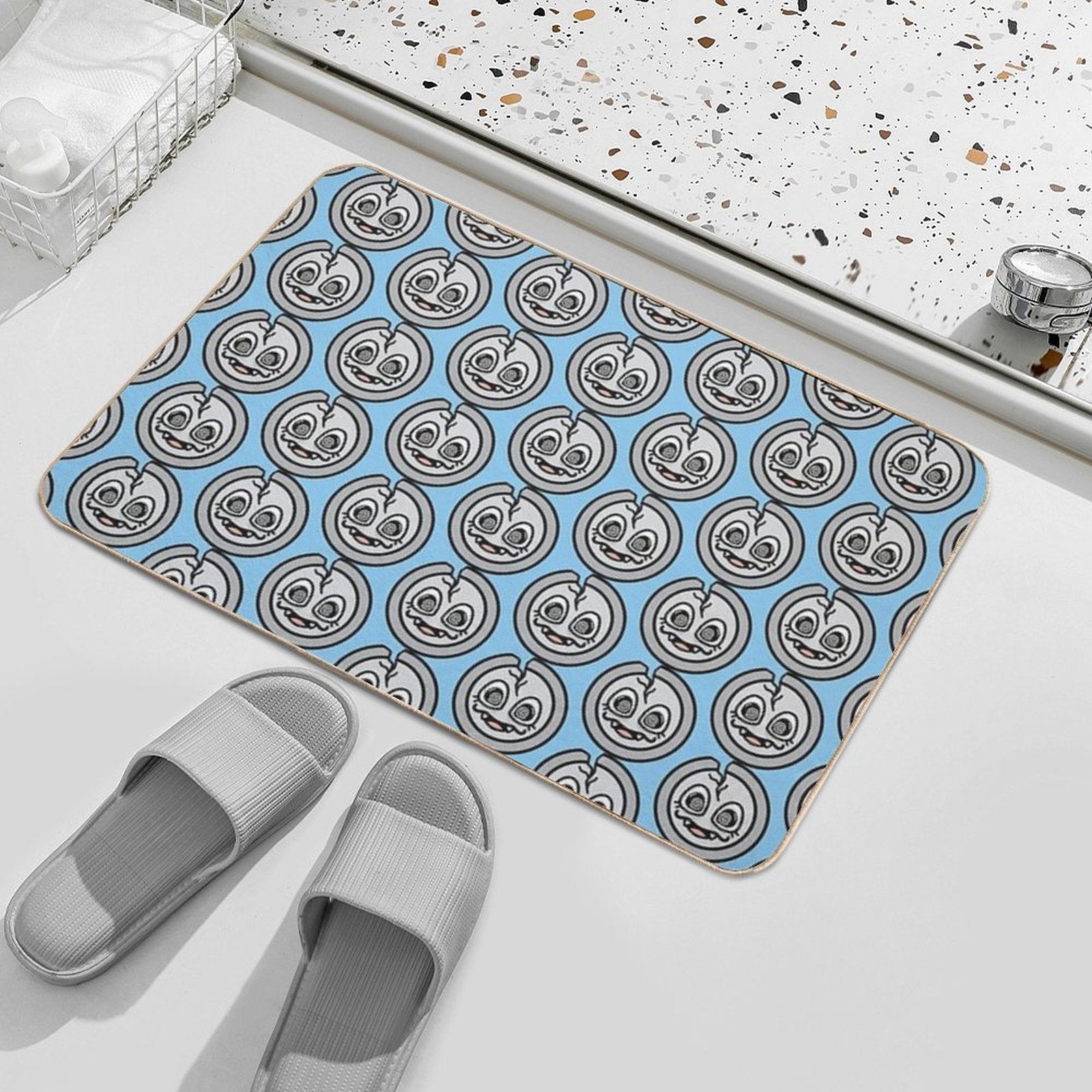 Spooky Cracked Silver Coin  Absorbent Bath Mat