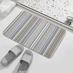 Blue Grey Tan Stripes  Slip-Resistant Bath Mat