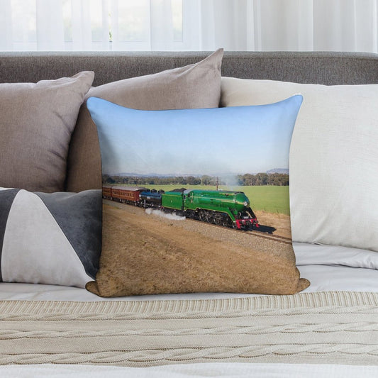 Riverina 3801 - Australian Steam Locomotive. Soft Hidden Zipper Throw Pillow