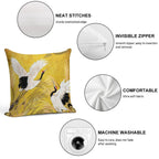 Golden Japanese Cranes Oriental Traditional Soft Hidden Zipper Throw Pillow