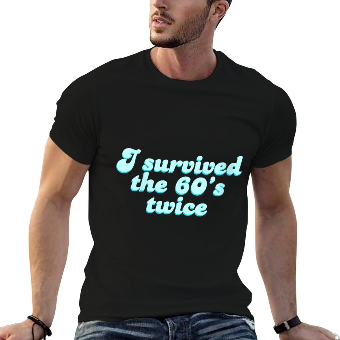 Womens I Survived The 60's Twice - 70th Birthday  Rolled Sleeves T-Shirt