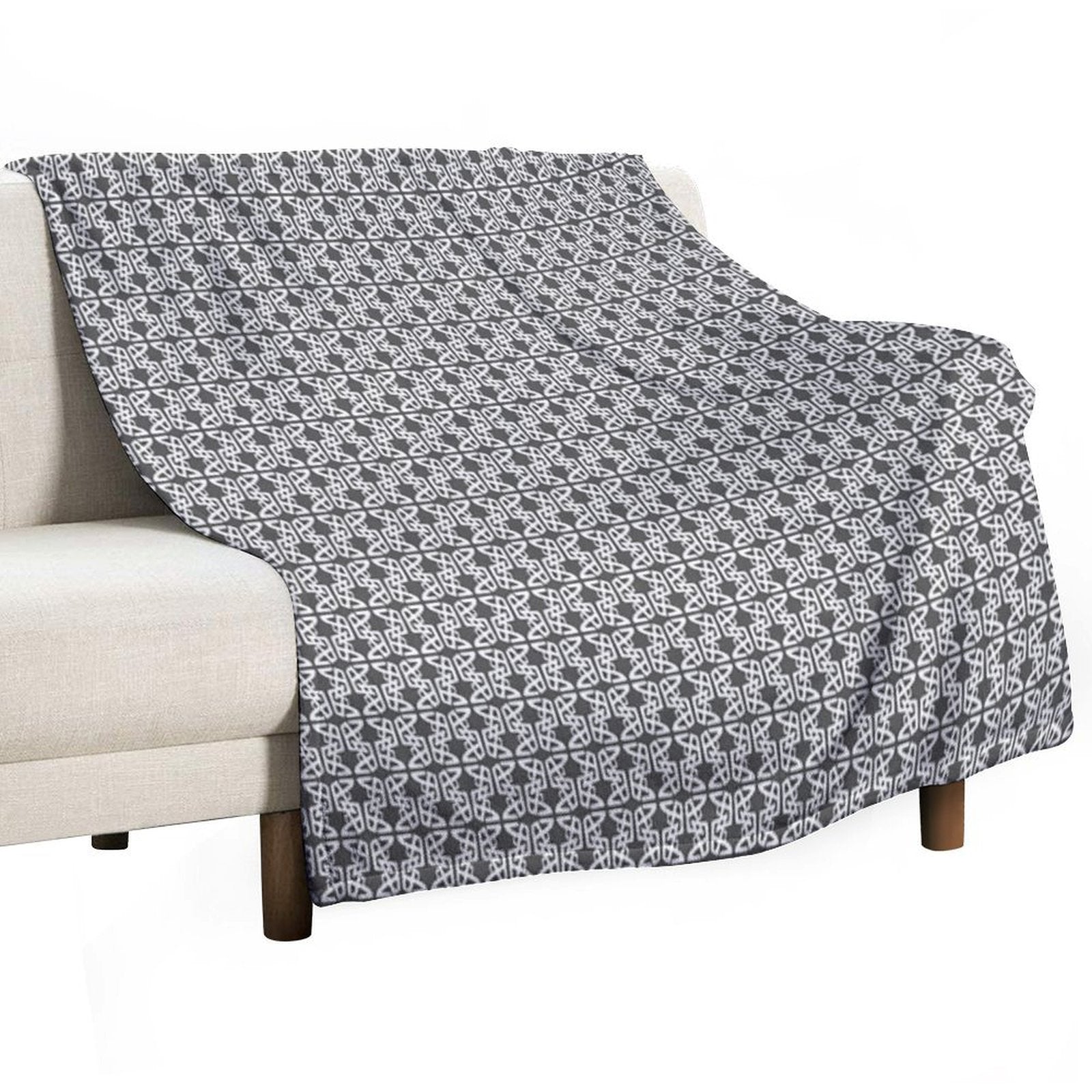 HEXTANGLE. ABSTRACT NOUVEAU PATTERN. GREYWHITE. Premium Throw Blanket