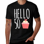 Womens 50th Birthday Gift Idea For Her Hello 50 Cupcake  Durable T-Shirt
