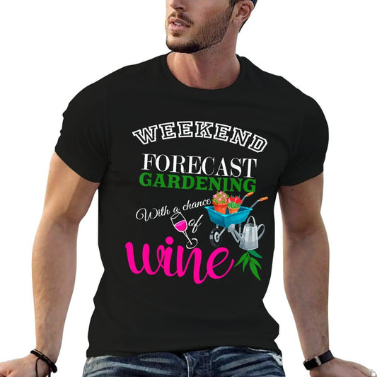 Weekend Forecast Gardening with Chance of Wine Garden Lover  Trendy Pattern T-Shirt