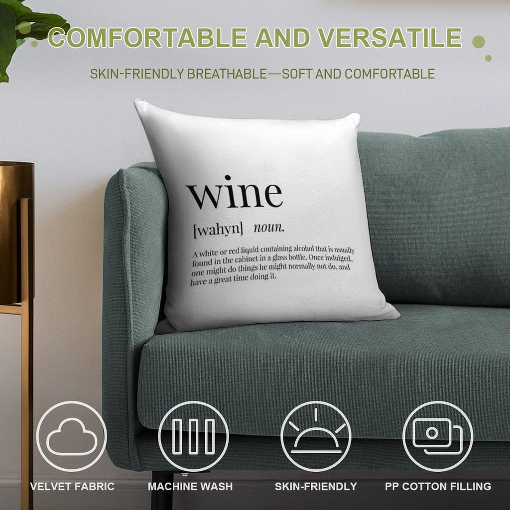Wine Definition Soft Reinforced Edging Throw Pillow