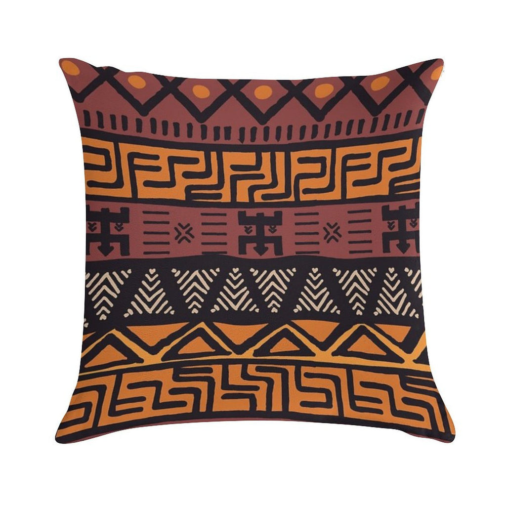 African Tribal Mudcloth Pattern Soft Hidden Zipper Throw Pillow