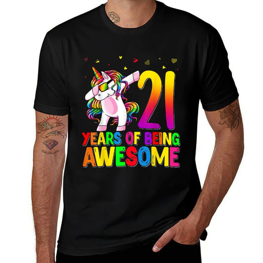 21 Years Old Birthday Unicorn Dabbing 21st Birthday Unicorn  Lightweight T-Shirt