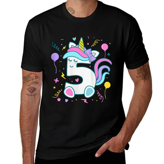 Womens Unicorn 5th Birthday Number 5 Year Old Girl Birthday Comfortable T-Shirt