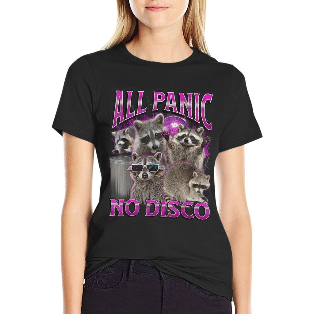 All Panic No Disco Funny Raccoon Meme Bootleg Graphic 90s  Eco-friendly Material T-Shirt