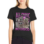 All Panic No Disco Funny Raccoon Meme Bootleg Graphic 90s  Eco-friendly Material T-Shirt
