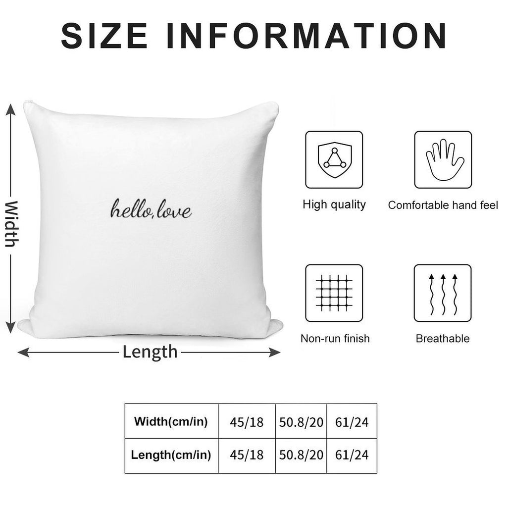 Hello Love Quote Soft Hidden Zipper Throw Pillow