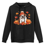Funny English Bulldog Fall Scarf Autumn Leaves Dog Lovers Adjustable Hood Hoodie