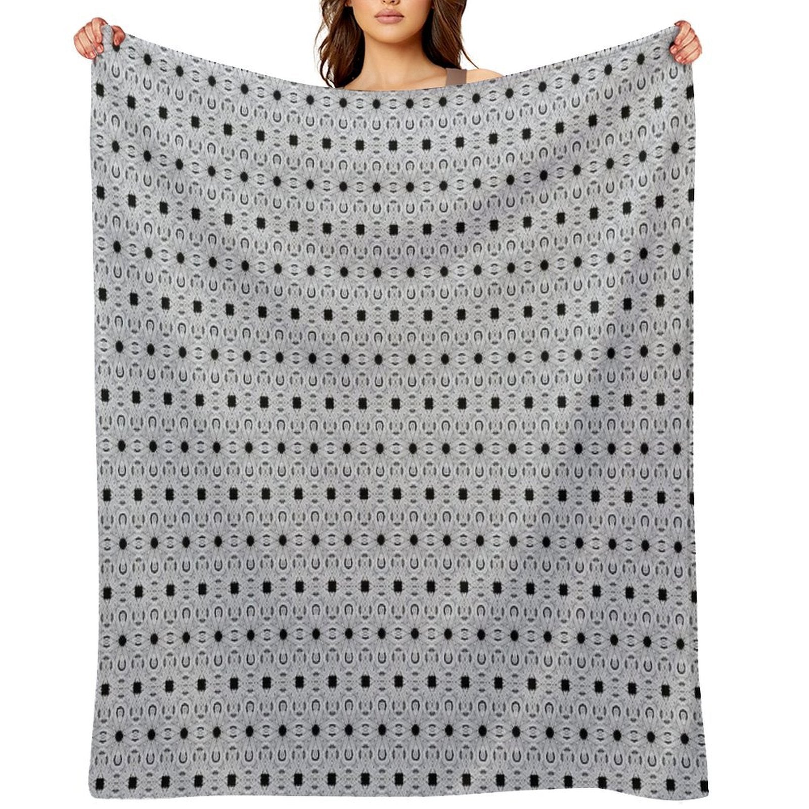 Gray And Black Pattern Shrink-resistant Throw Blanket