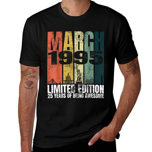 Vintage March 1995 Bday Gifts 25 Years Old 25th Birthday  Stretchy T-Shirt