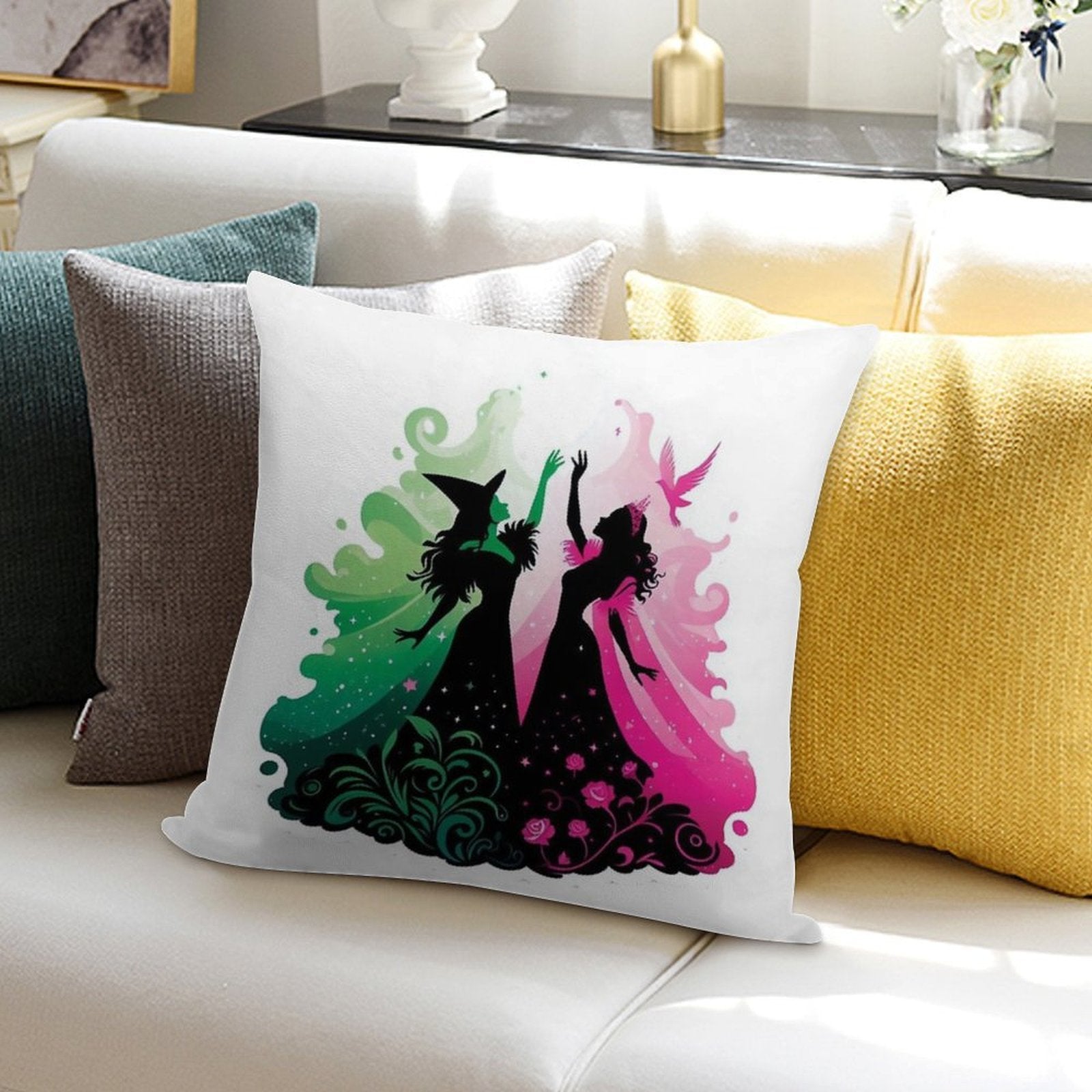 Elphaba & Glinda Wicked The Musical Soft Gift Ready Throw Pillow