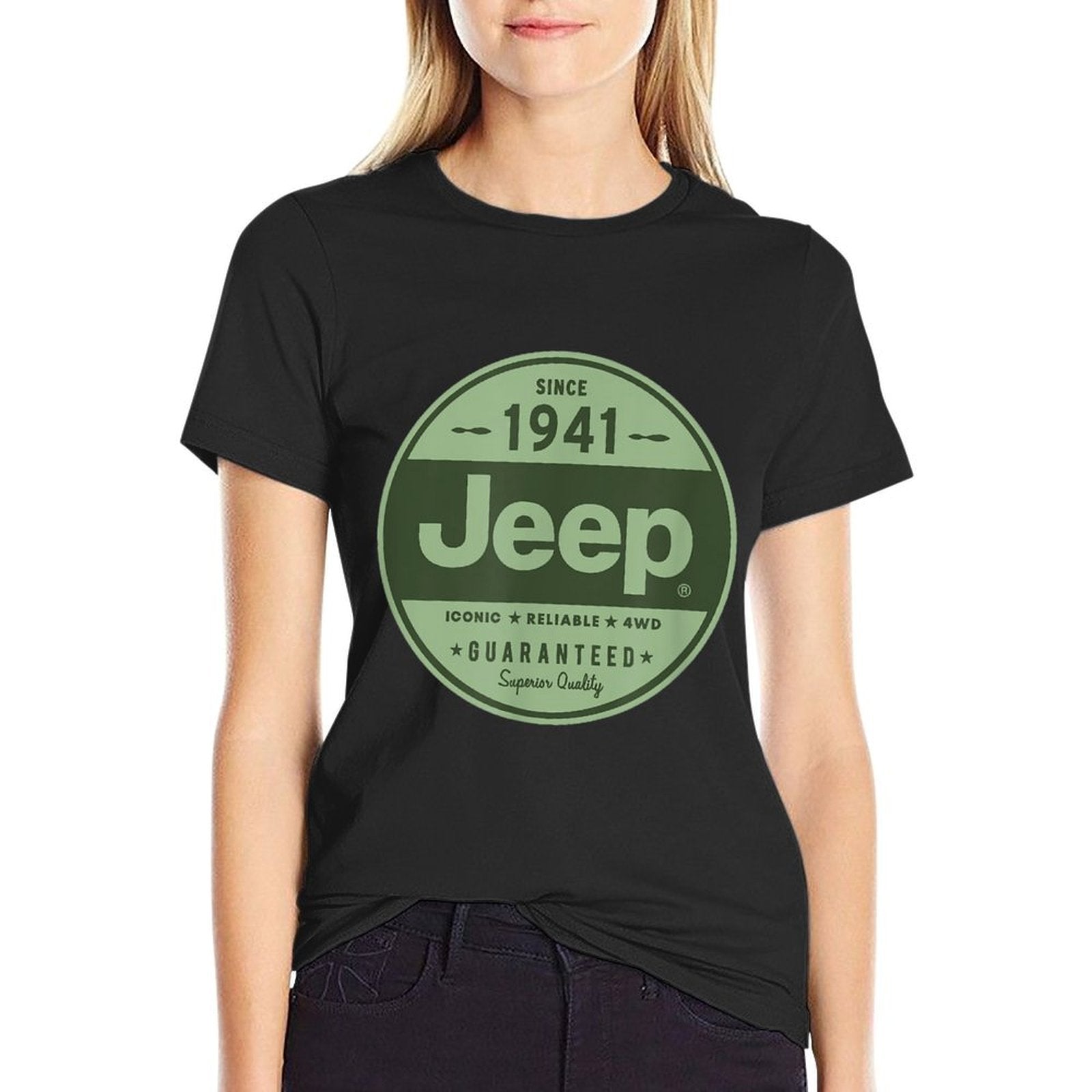 Jeep 1941 Vintage Logo - Officially Licensed  Ribbed Collar T-Shirt