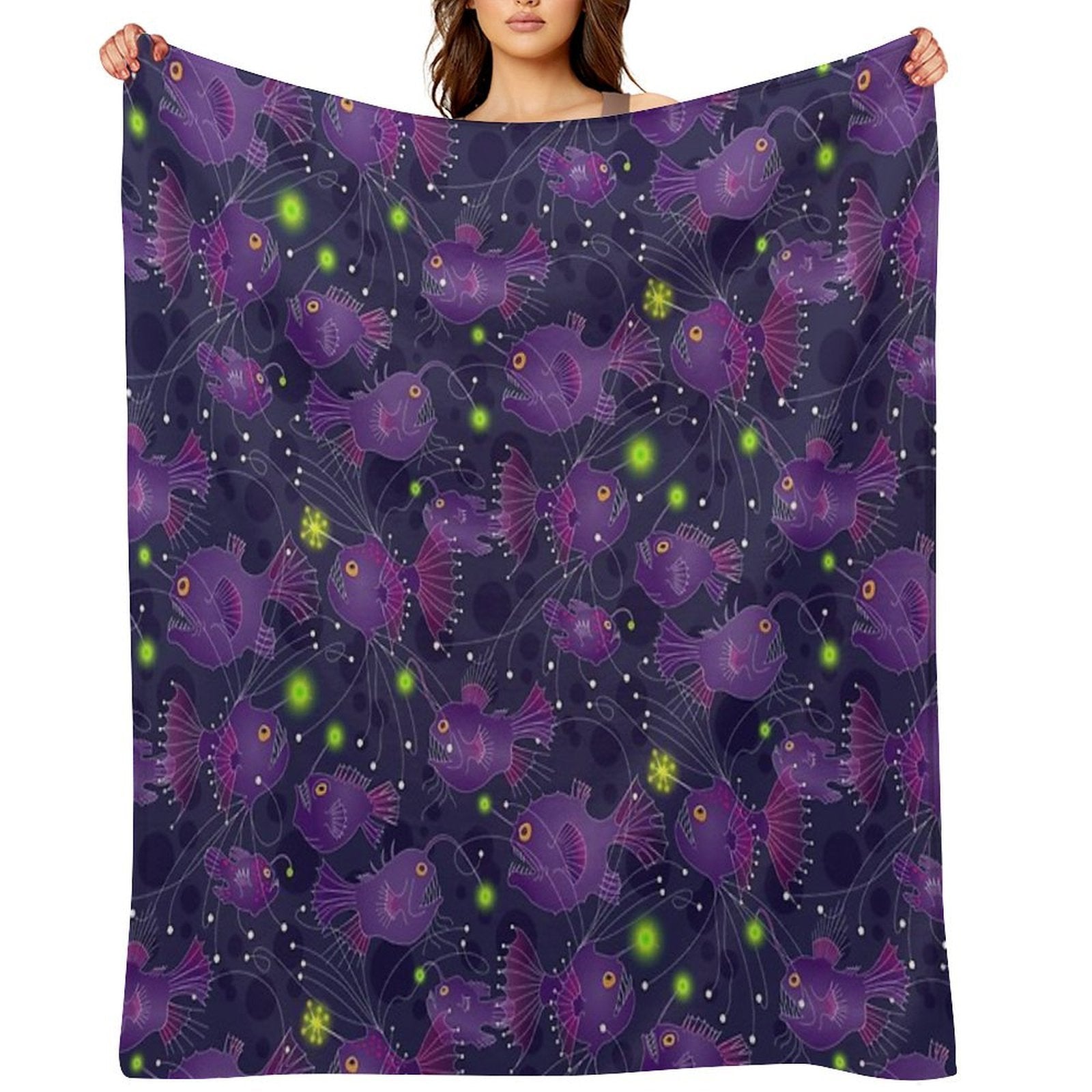 Angler Fish Purple Premium Throw Blanket