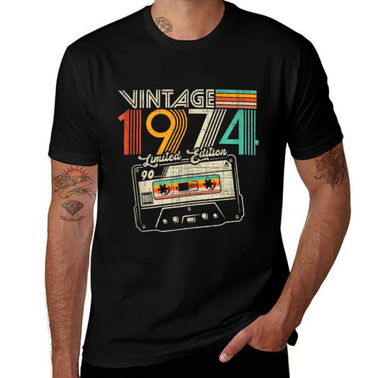 Vintage 1974 Made In 1974 Retro 50th Birthday Cassette Tape  Lightweight T-Shirt