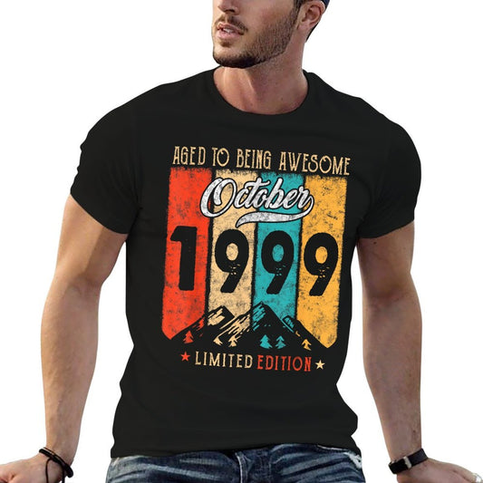 25 Years Old Vintage October 1999 25th Birthday  High-quality Stitching T-Shirt