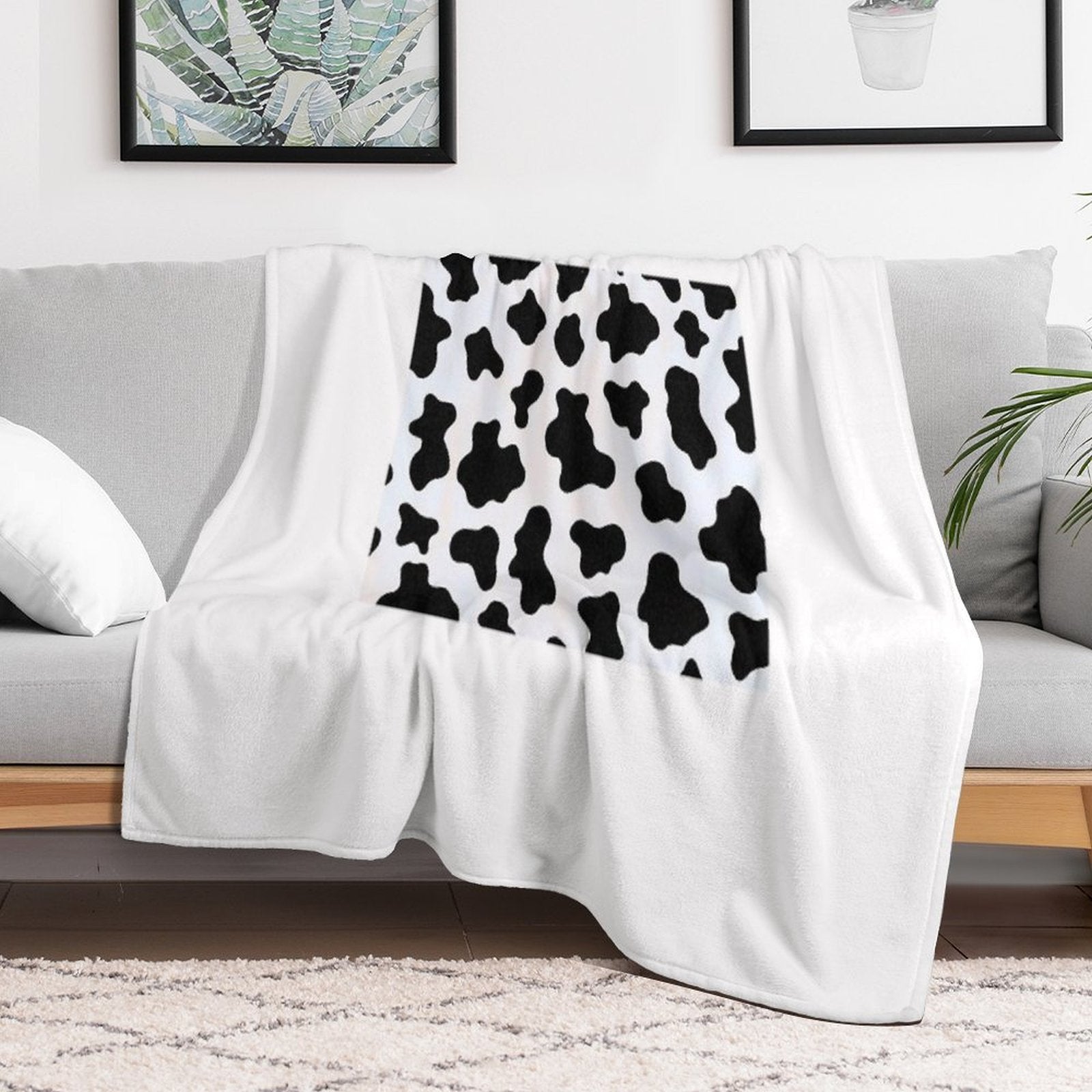 Cow Print Eco-conscious Throw Blanket