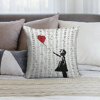 Girl With A Red Balloon by Banksy, Contemporary Street Art Soft Bedroom Essential Throw Pillow