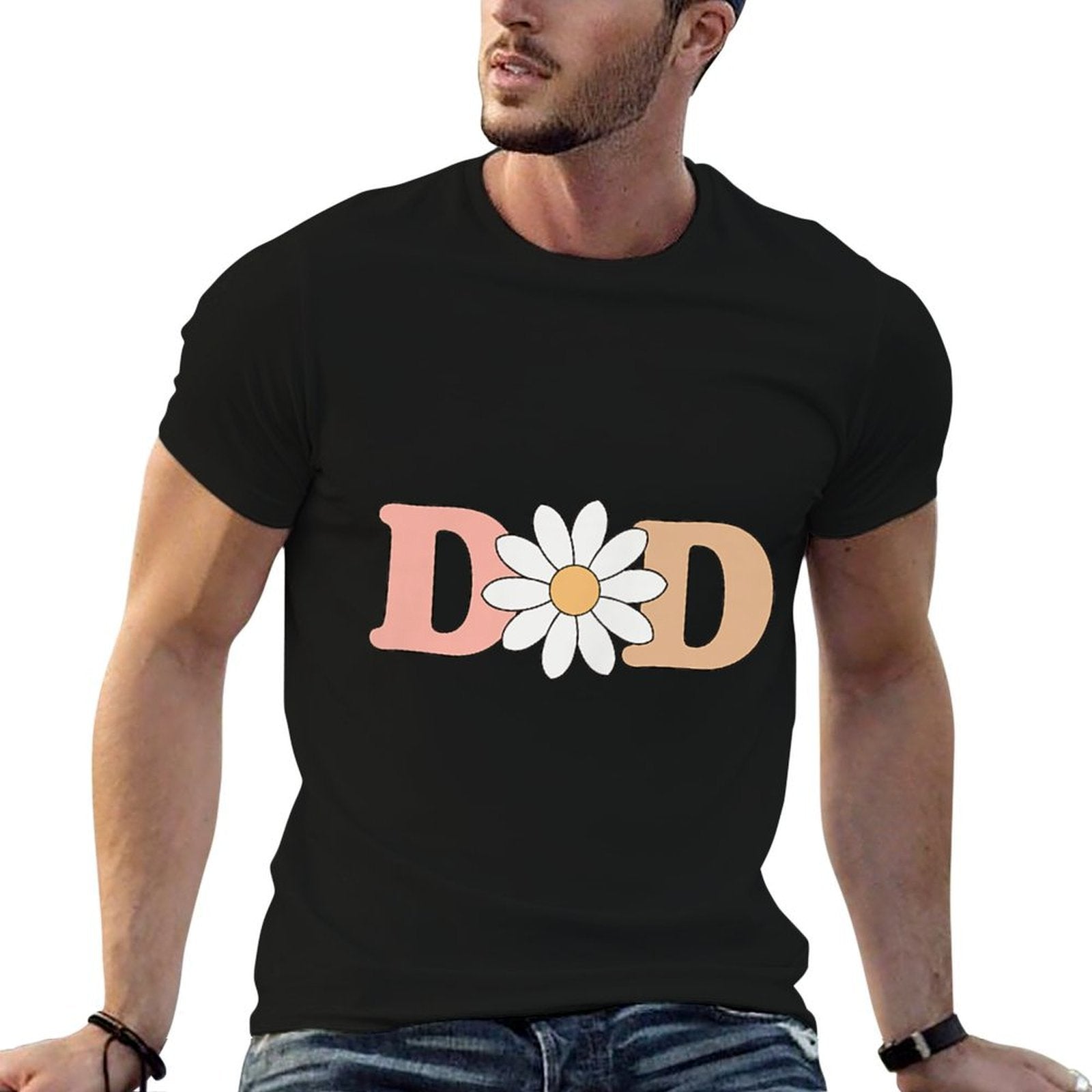 Dad Mom Daisy Wild Flower Bloom One 1st Birthday Wild One  Heathered Texture T-Shirt