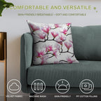 Pink Springtime Magnolia Blossom Soft Luxury Feel Throw Pillow