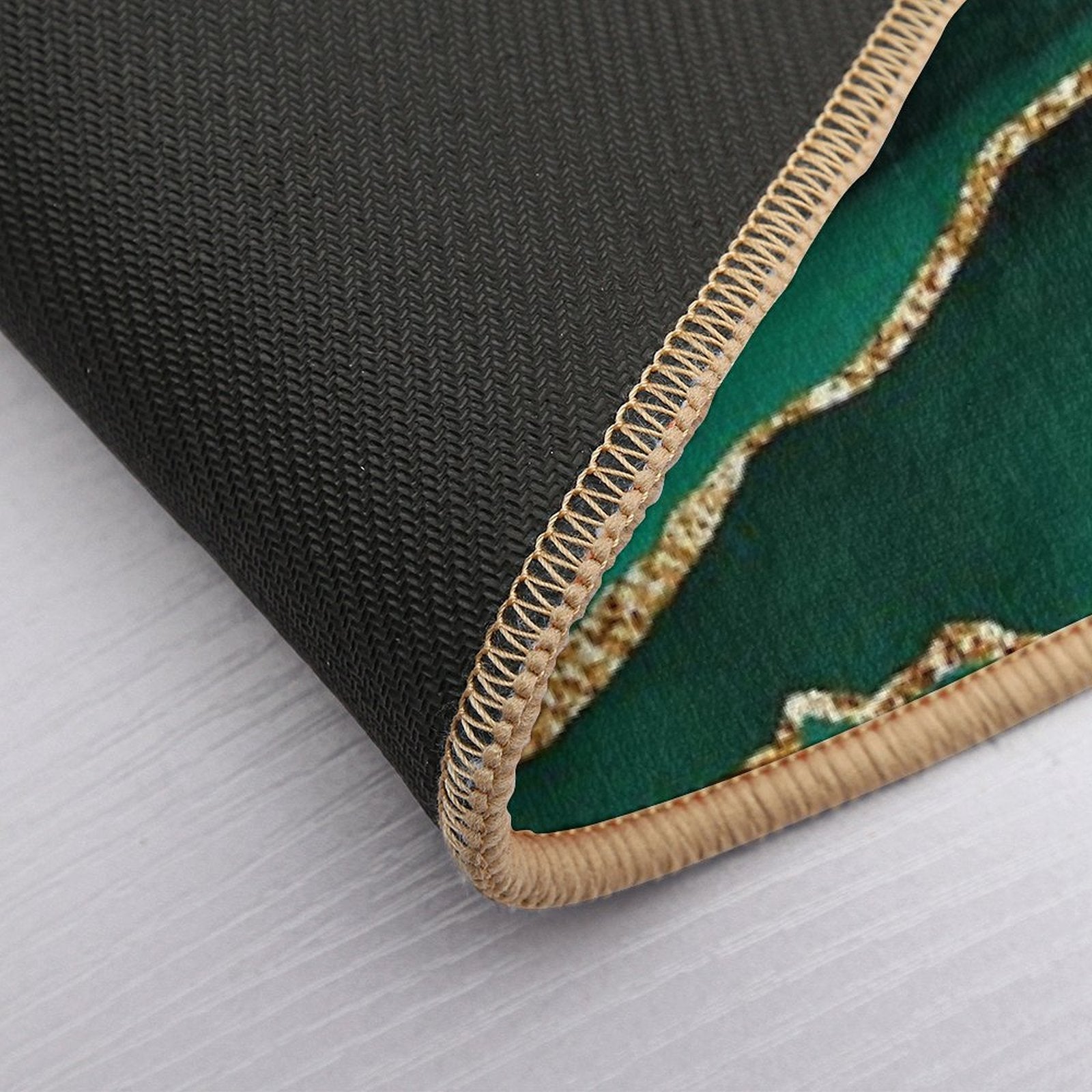 Emerald Green Malachite Faux Marble With Gold Glitter  Easy To Clean Bath Mat