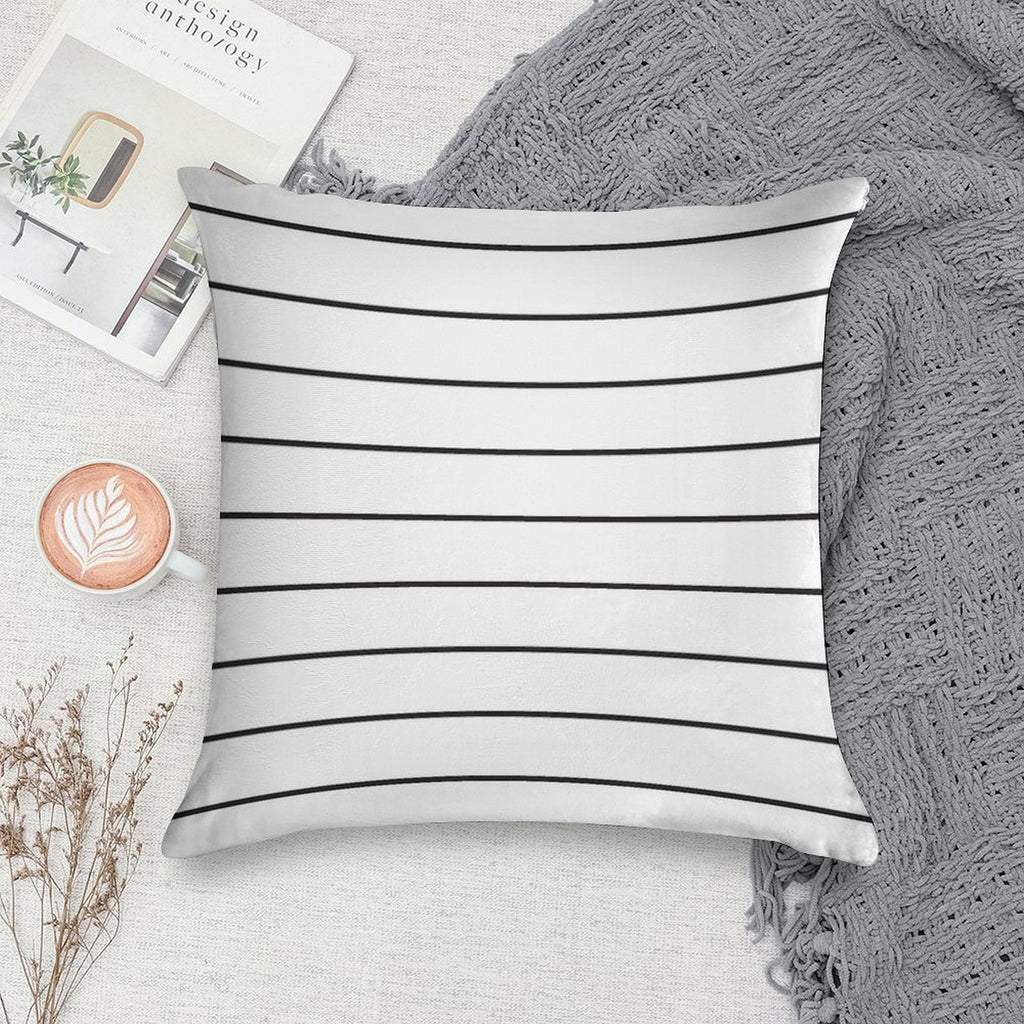 Skinny Stripe ((black on White)) Soft Ultra-Soft Texture Throw Pillow