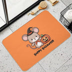 The Halloween Mouse And A Carved Pumpkin, Cute And Funny Cartoon Image  Fade-Resistant Bath Mat