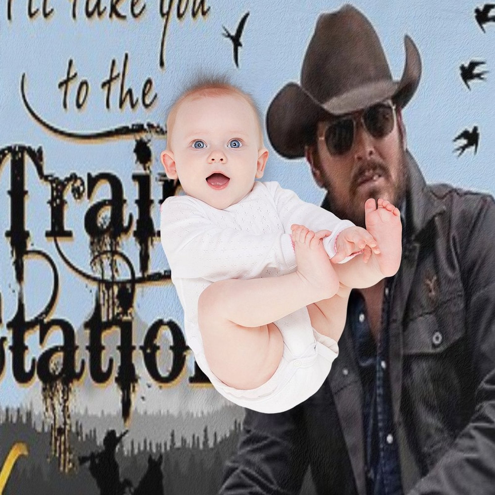 Go Ahead I'll Take You To The Train Station Rip Wheelerr Yellowstoneb American Tv Series Logo Multi-functional Throw Blanket