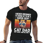 Super Sexy Cat Dad Funny Cat Father Best Cat Dad  Heathered Texture T-Shirt