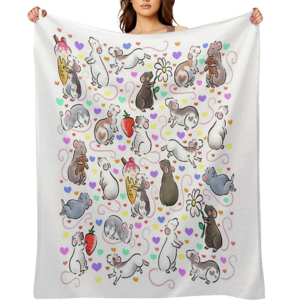 I Love Rats Velvety-soft Throw Blanket